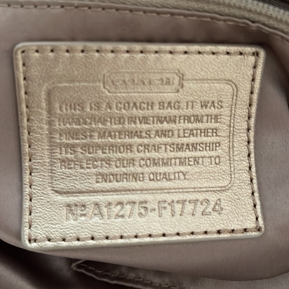 Coach F17724 Gallery Lurex Metallic Gold Khaki Tote Shoulder Bag $298 - Picture 4 of 7